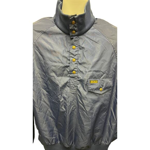 Vintage Eddie Bauer Jacket Pullover Large Mens Blue Nylon 1/2 Button 80s Rare - Picture 2 of 4